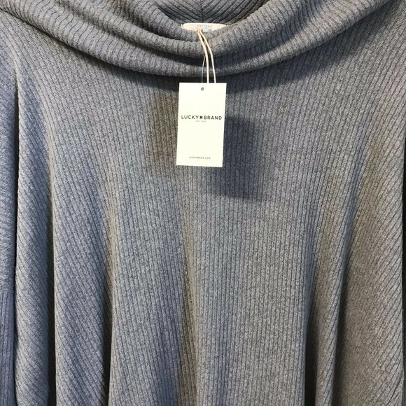 Lucky Brand  Large Cowl Neck Sweater Top Gray - Picture 4 of 6